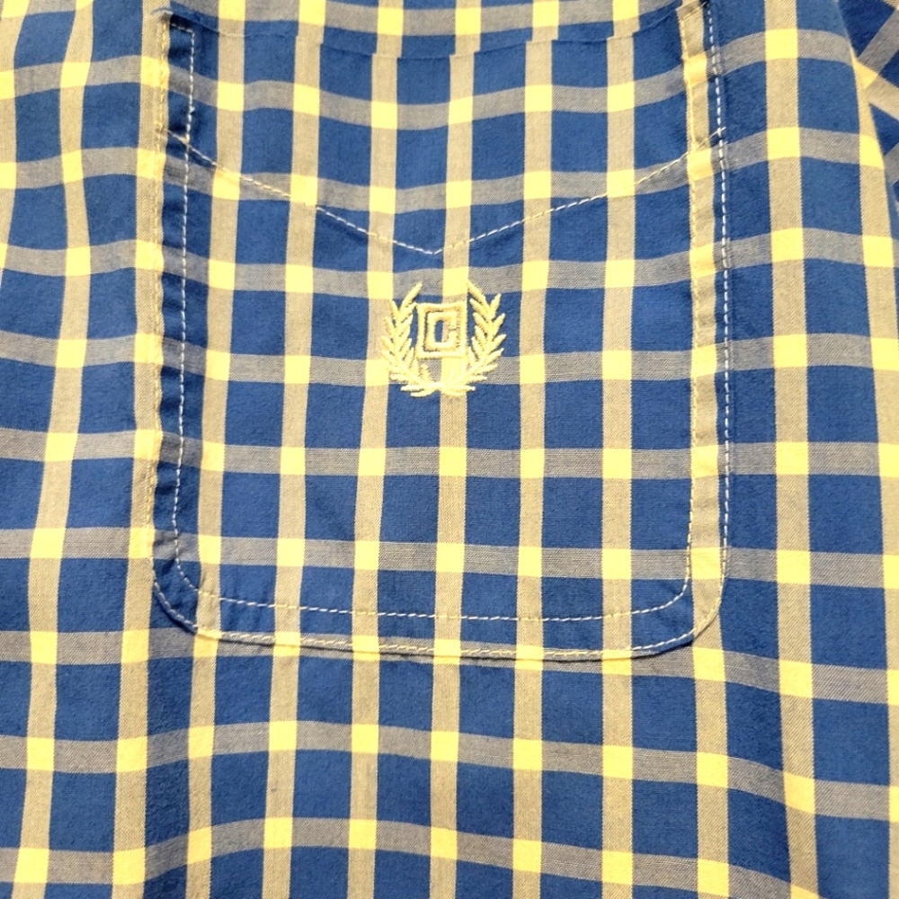 Mens Chaps Plaid Easy Care Button Down Short Sleeve Shirt - Picture 3 of 9